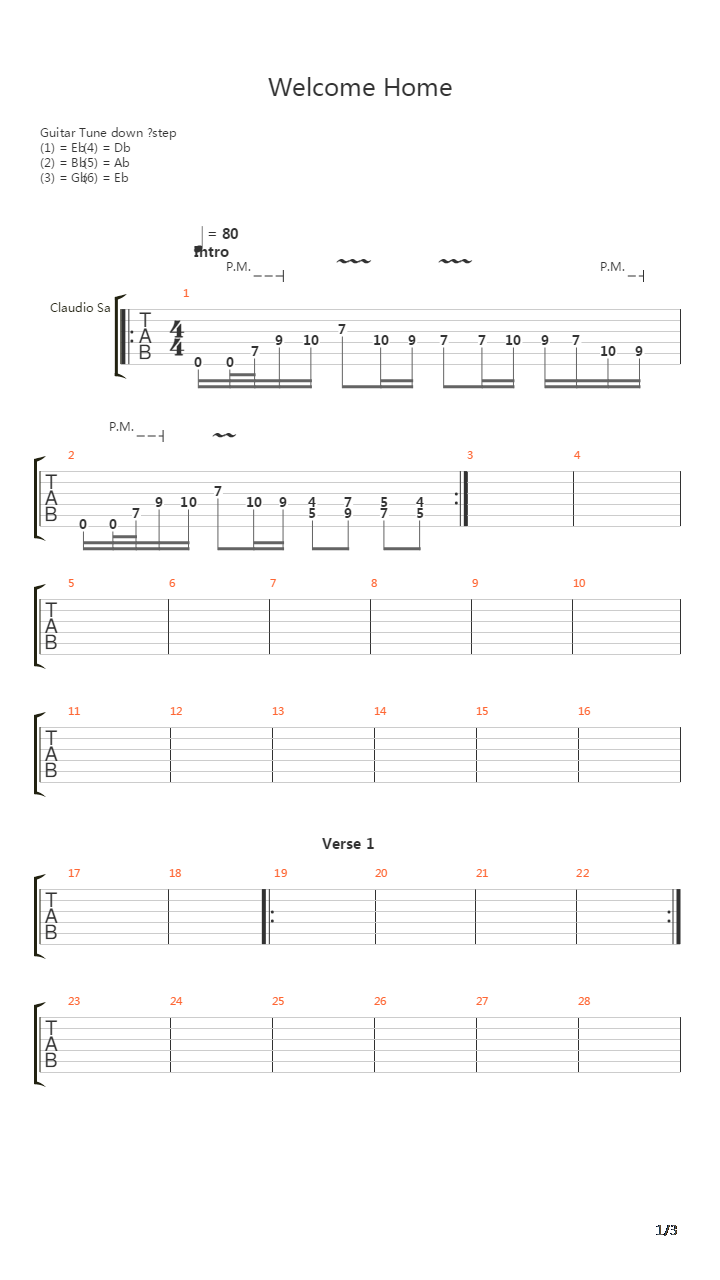 Welcome Home吉他谱