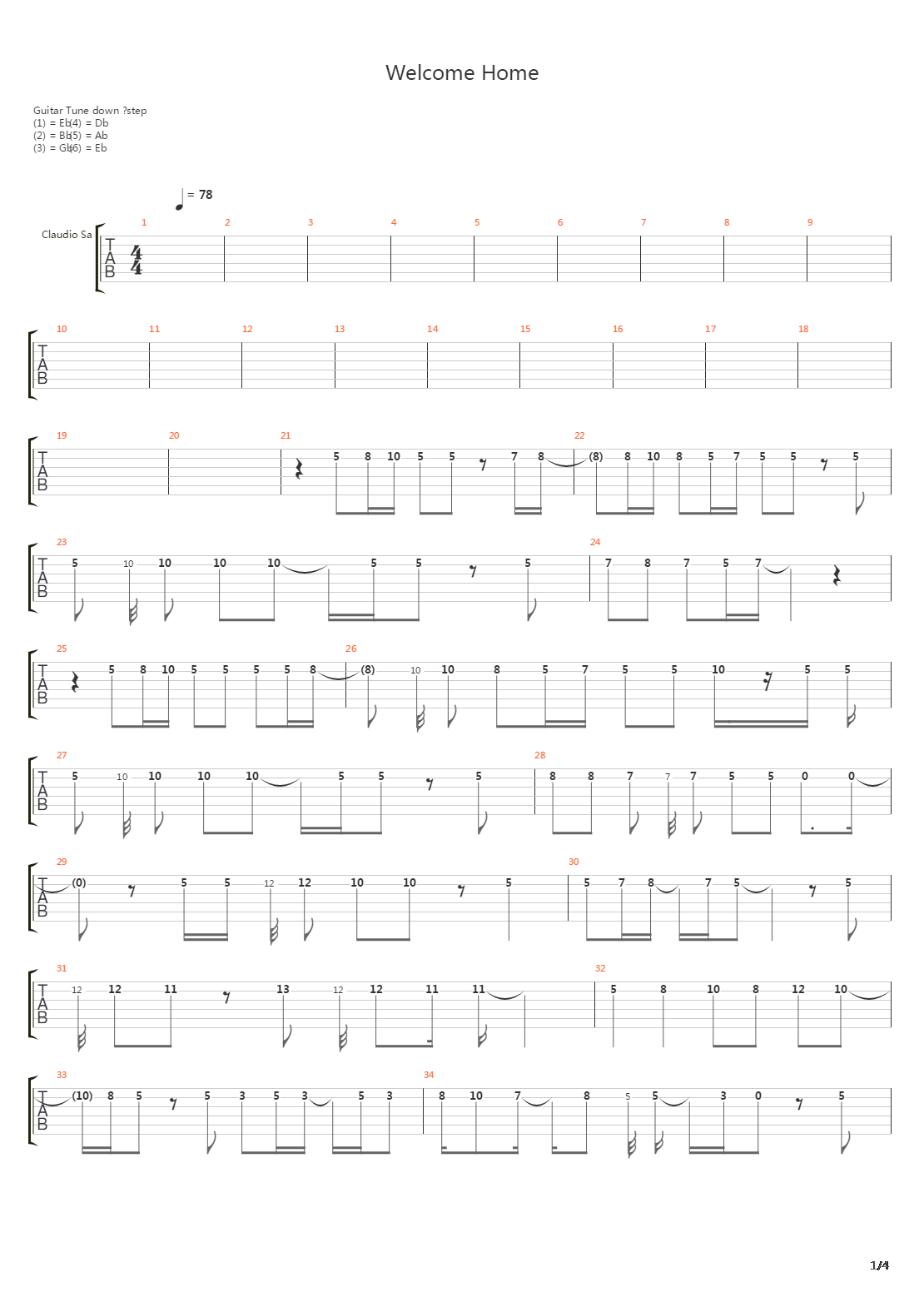 Welcome Home吉他谱