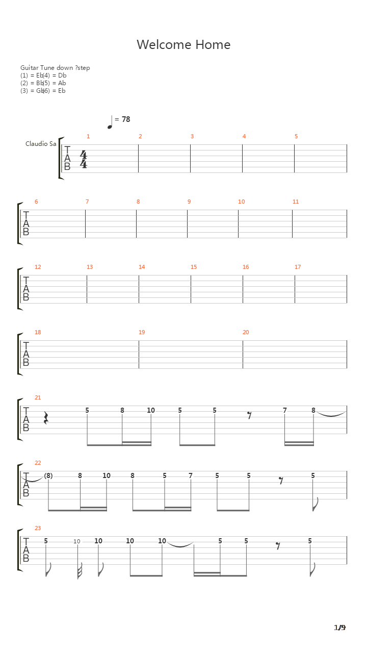 Welcome Home吉他谱