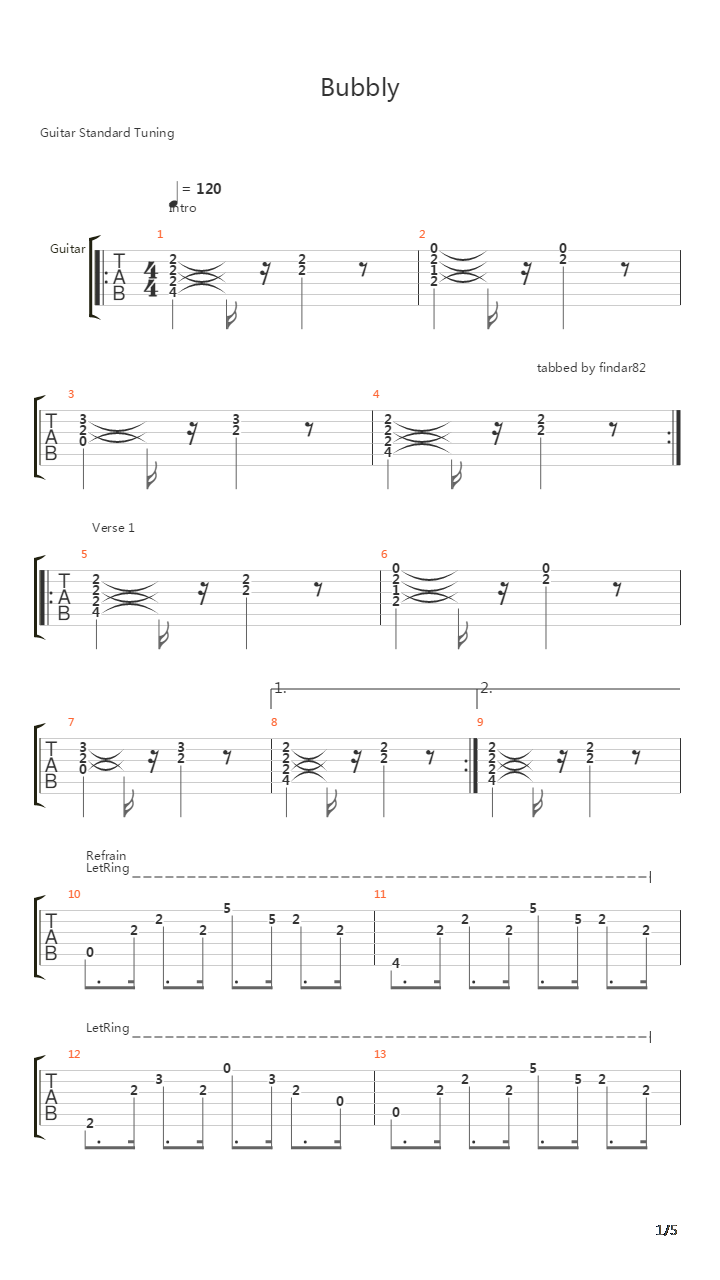 Bubbly吉他谱