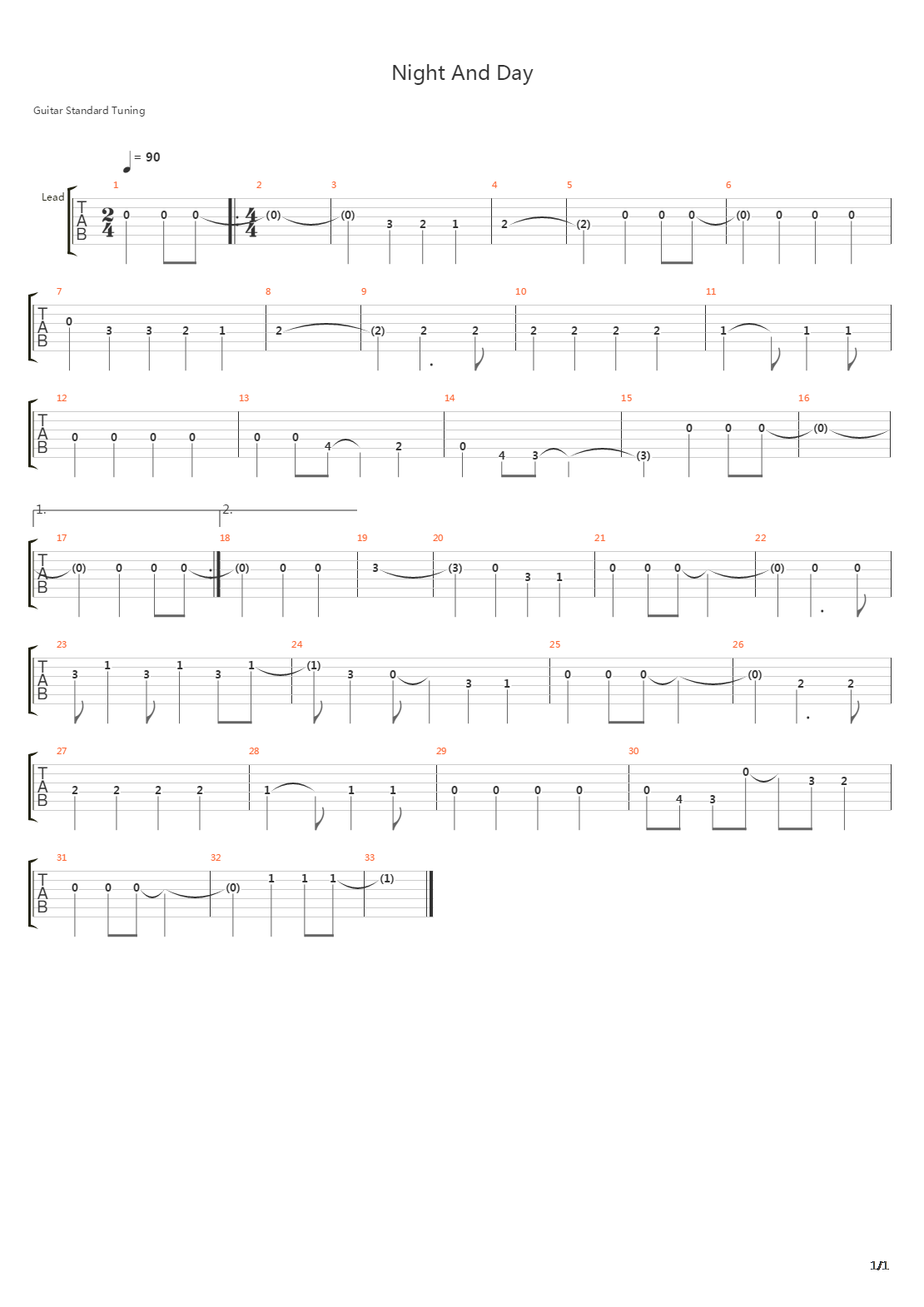 Night And Day吉他谱