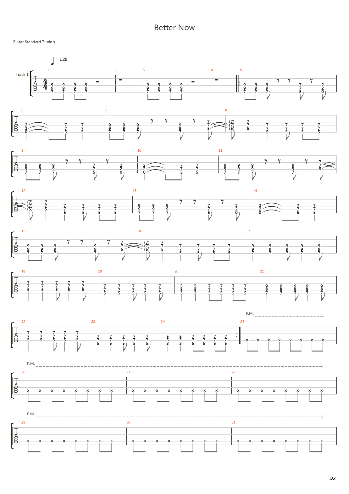 Better Now吉他谱