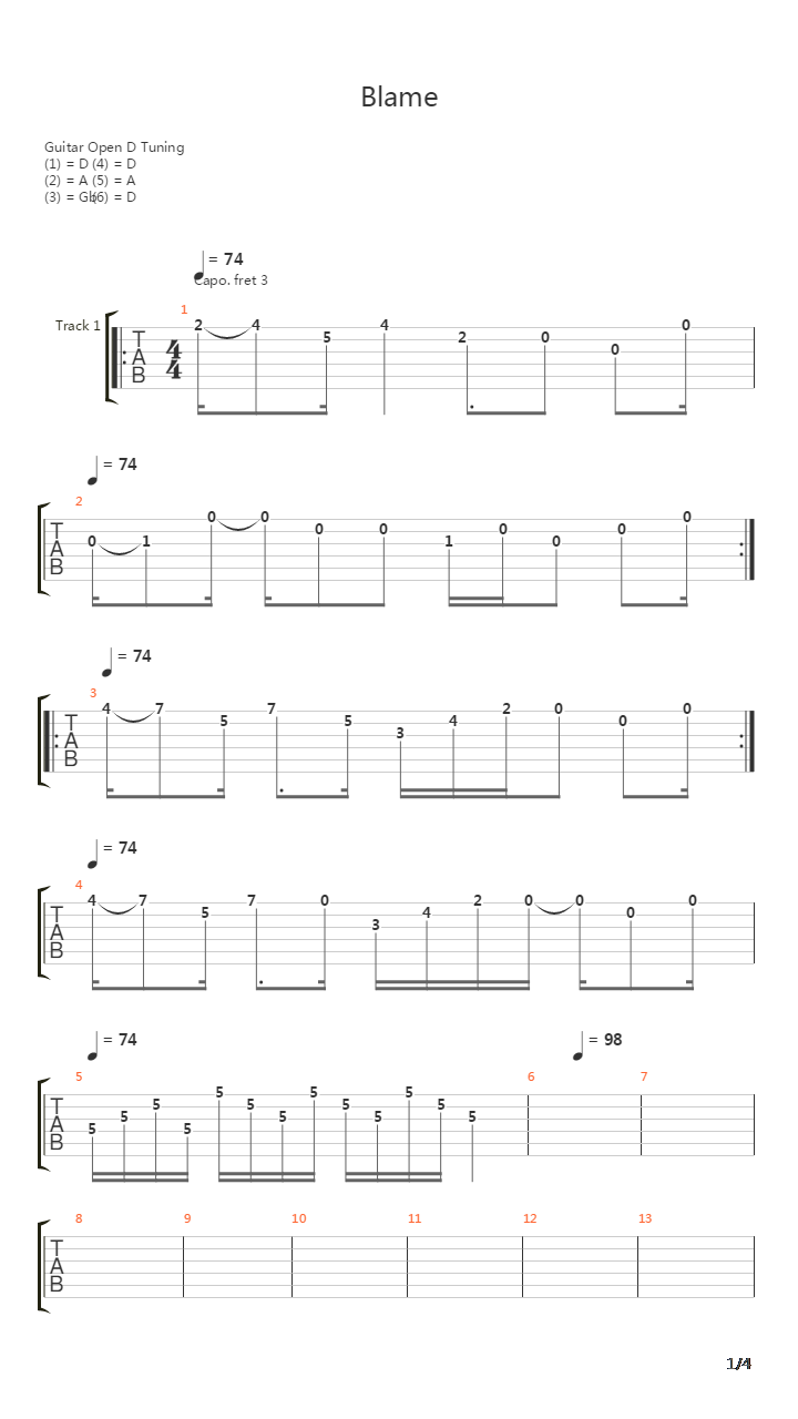Blame吉他谱
