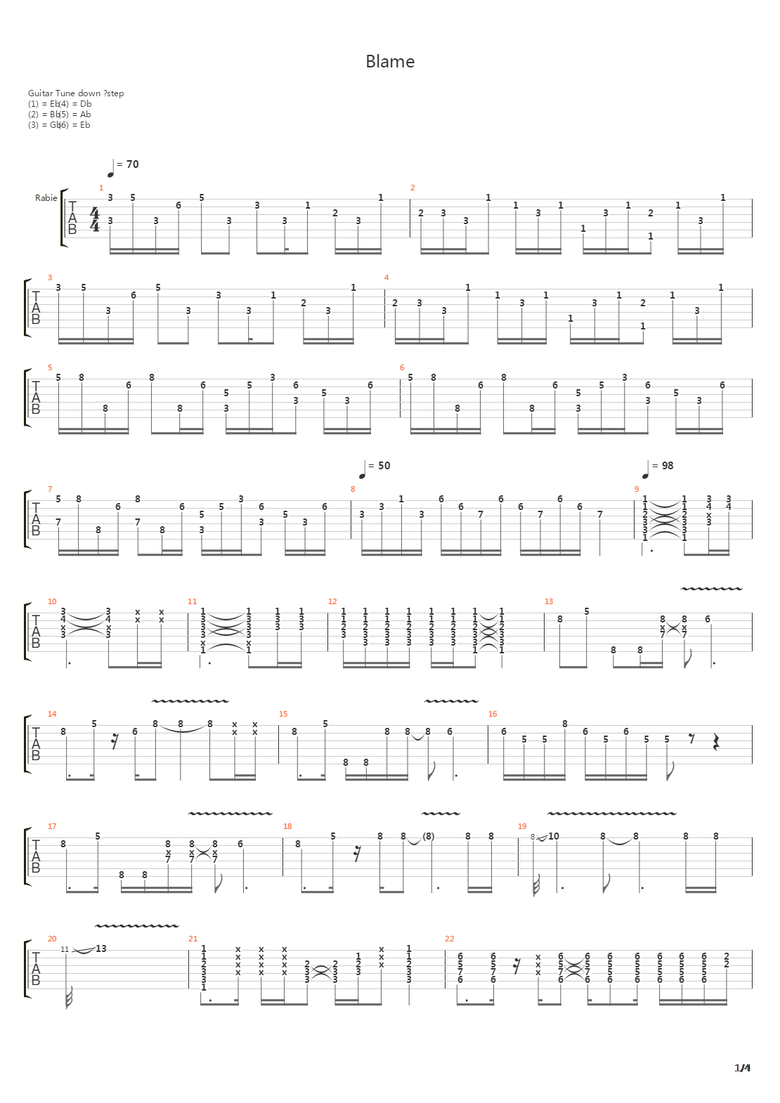 Blame吉他谱