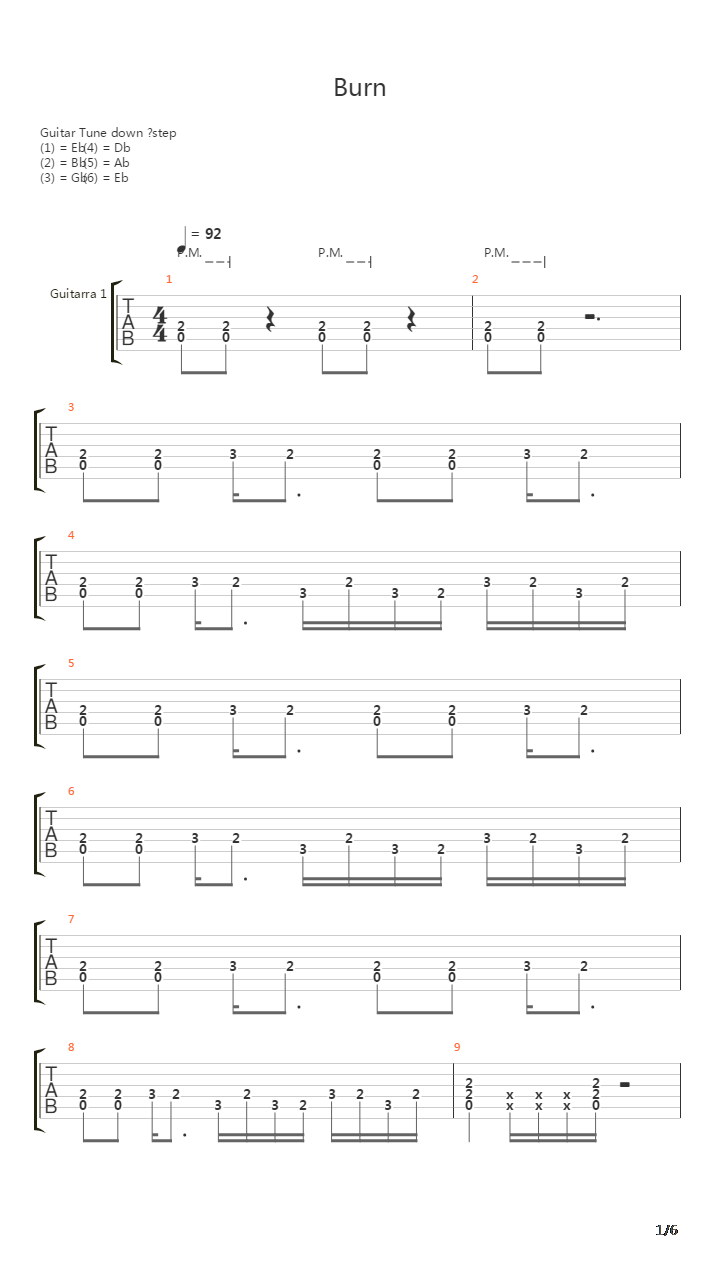 Burn吉他谱