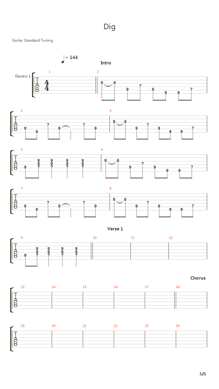 Dig吉他谱
