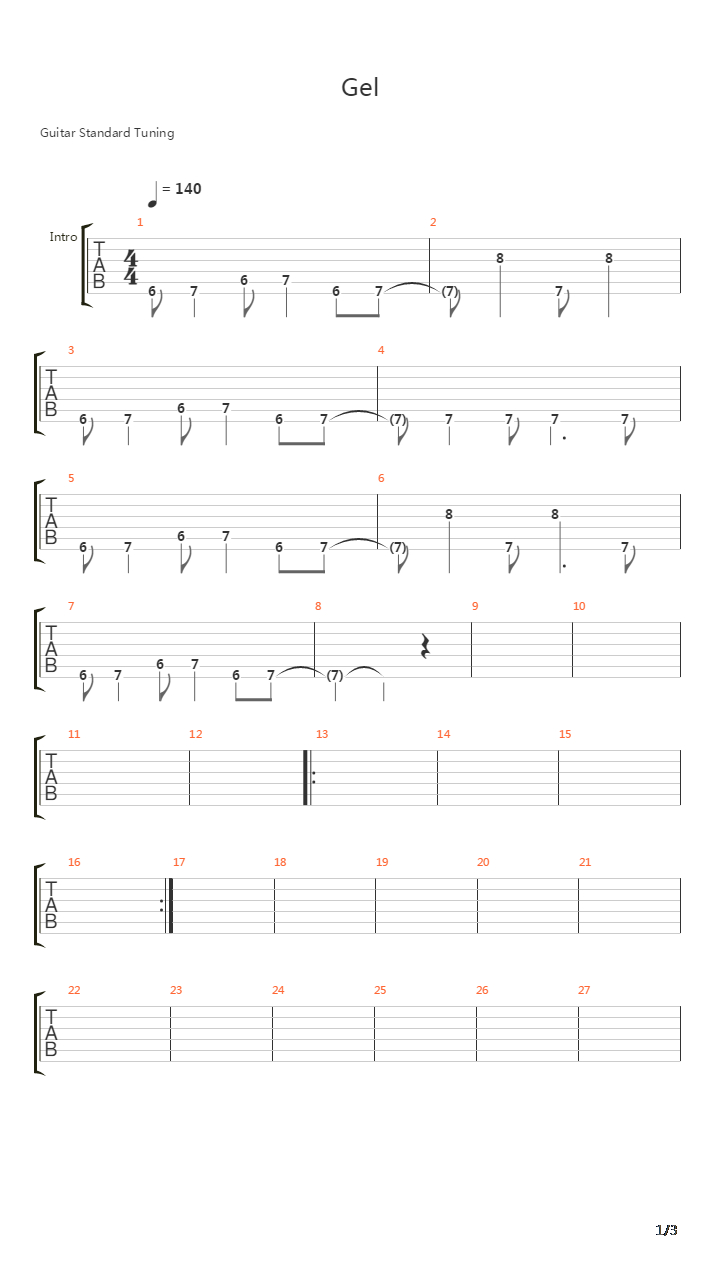 Gel吉他谱