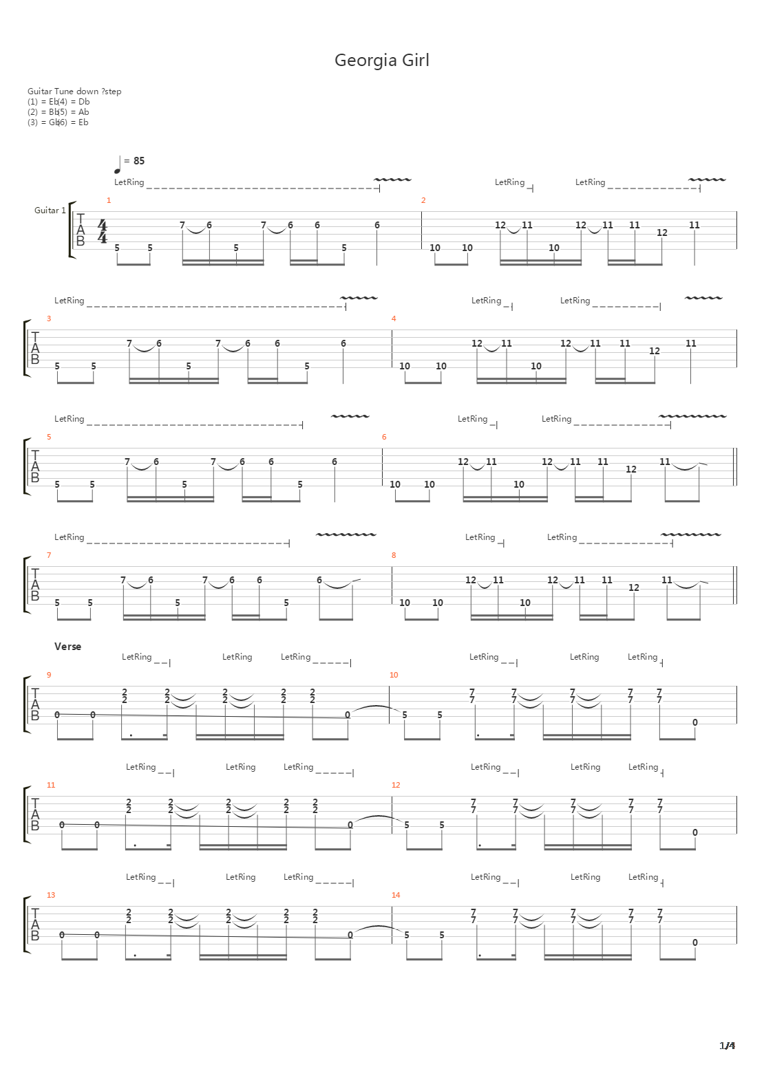 Georgia Girl吉他谱