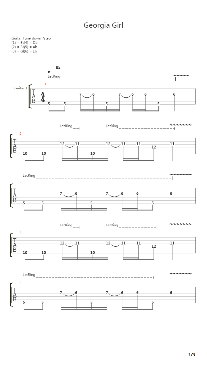 Georgia Girl吉他谱