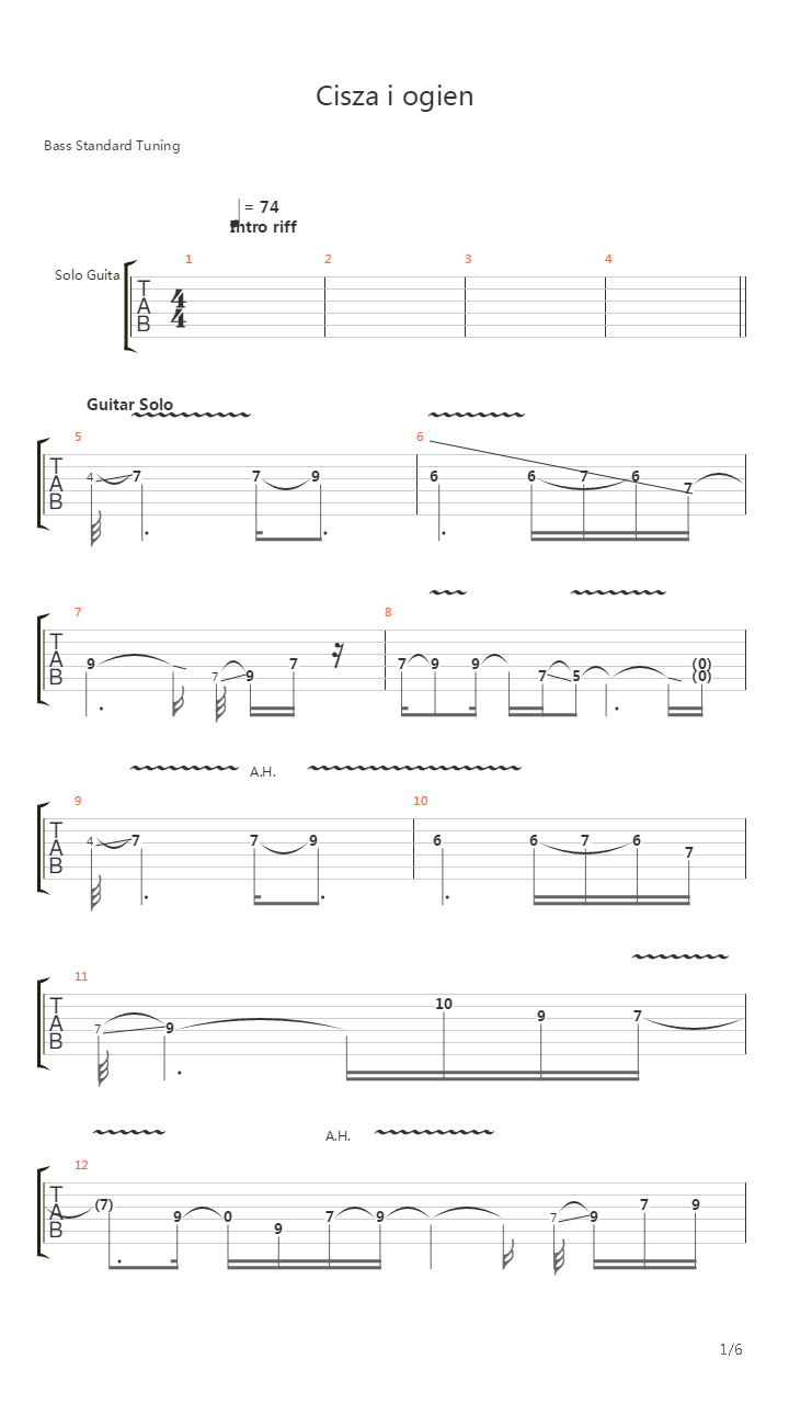 Cisza I Ogien吉他谱