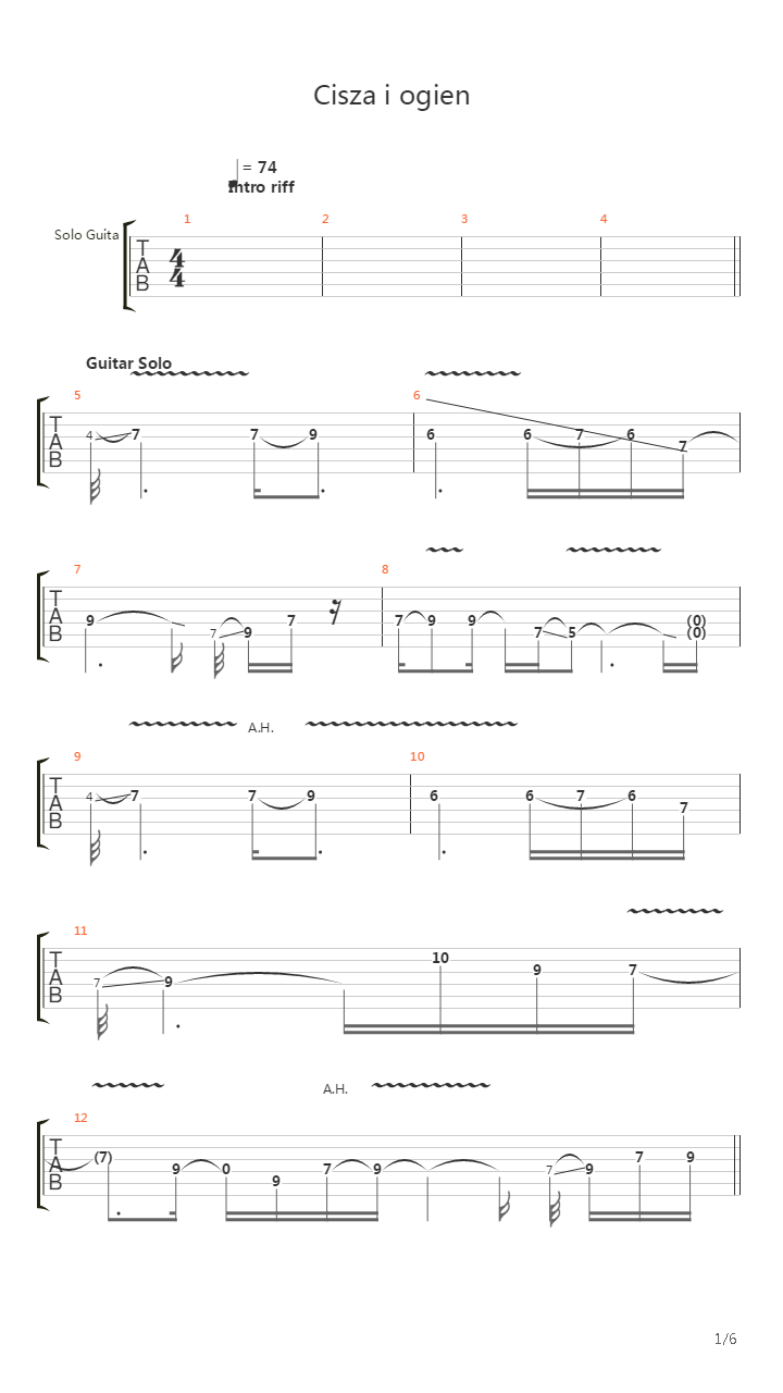 Cisza I Ogien吉他谱