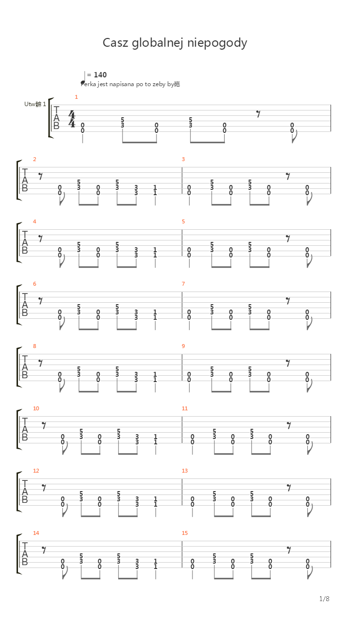 Czas Globalnej Niepogody吉他谱