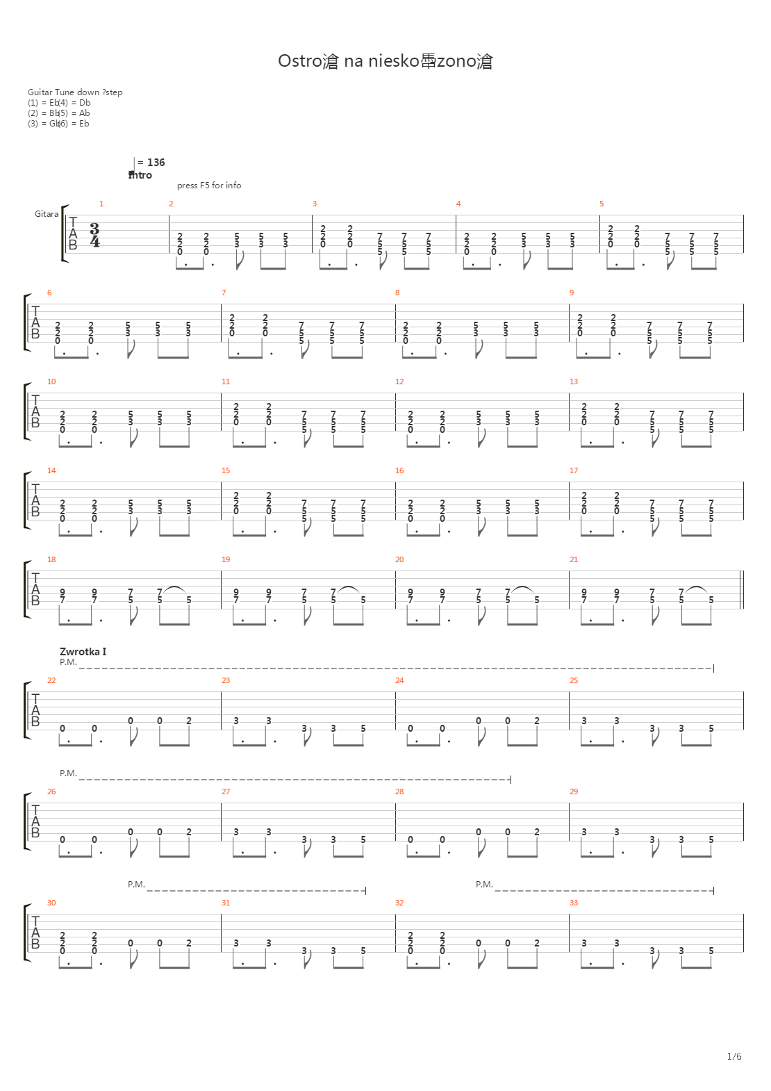 Ostrosc Na Nieskonczonosc吉他谱