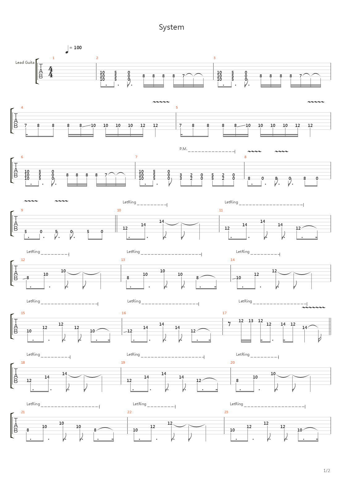 System吉他谱