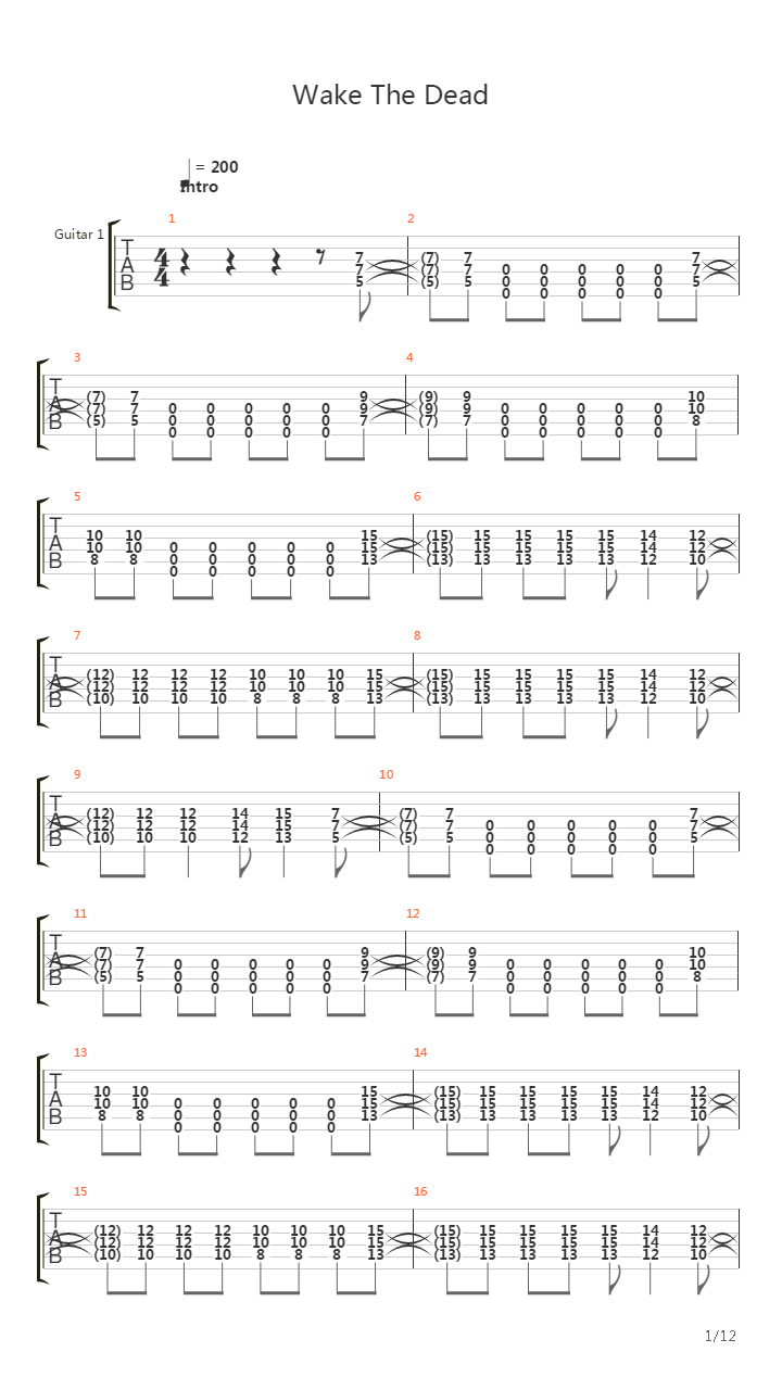 Wake The Dead吉他谱