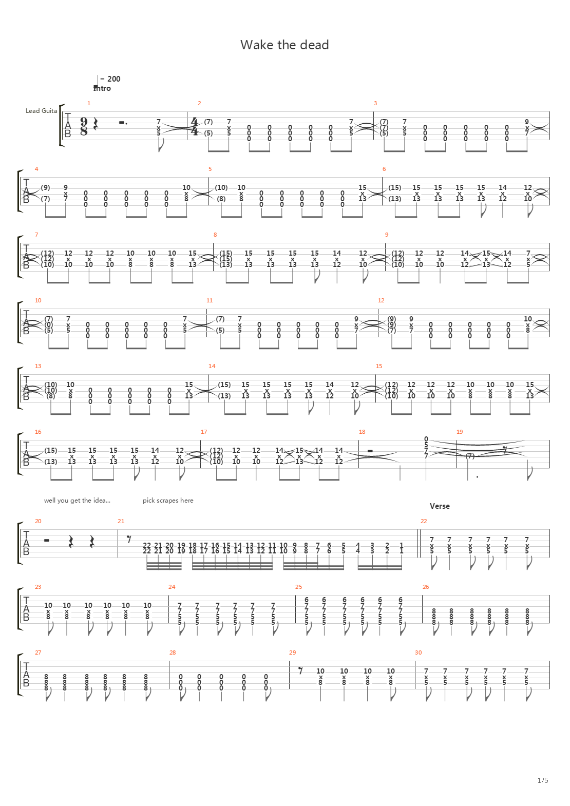 Wake The Dead吉他谱