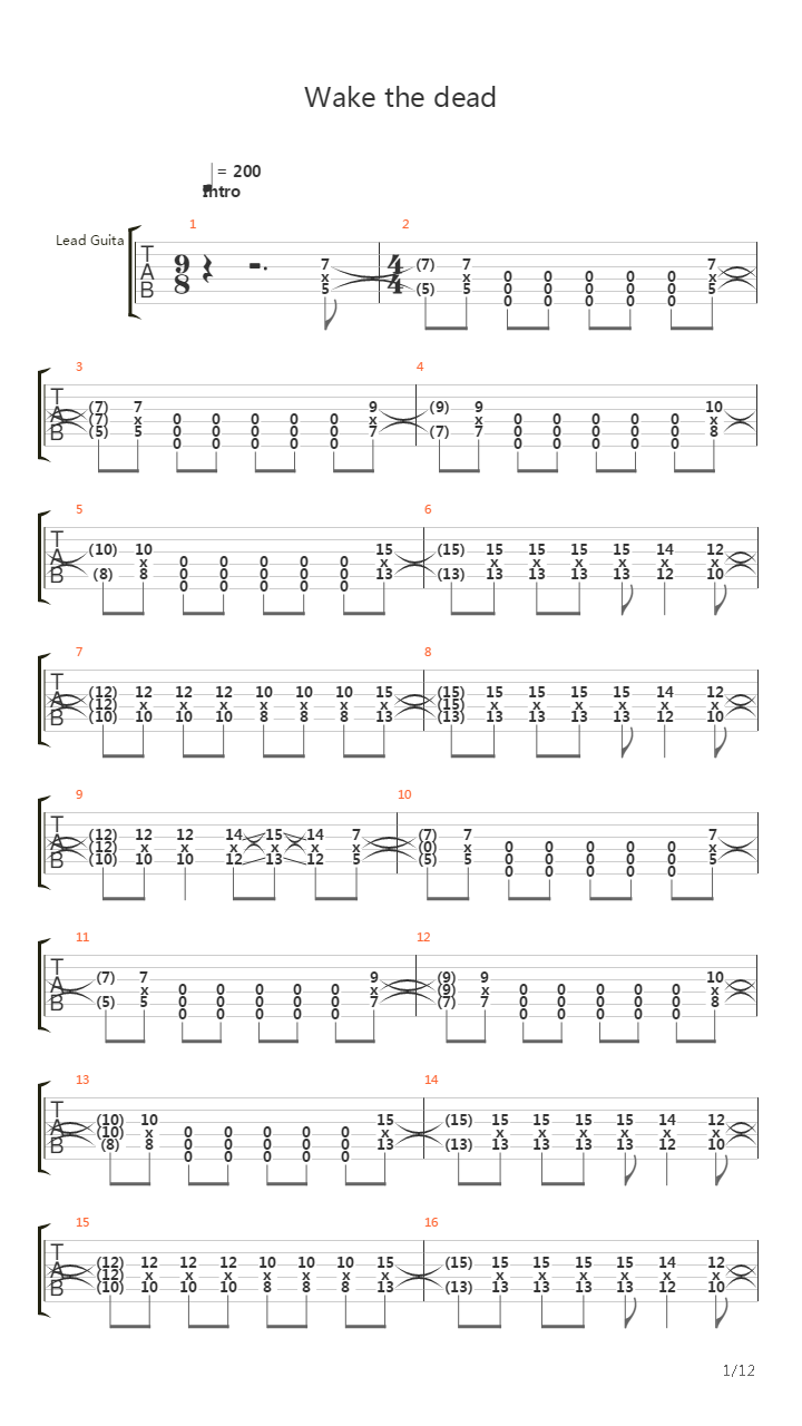 Wake The Dead吉他谱