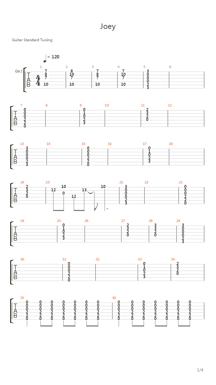 Joey吉他谱
