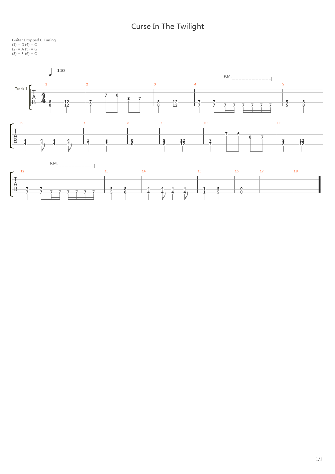 Curse In The Twilight吉他谱