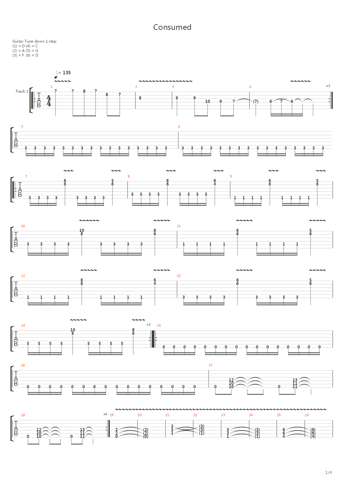 Consumed吉他谱