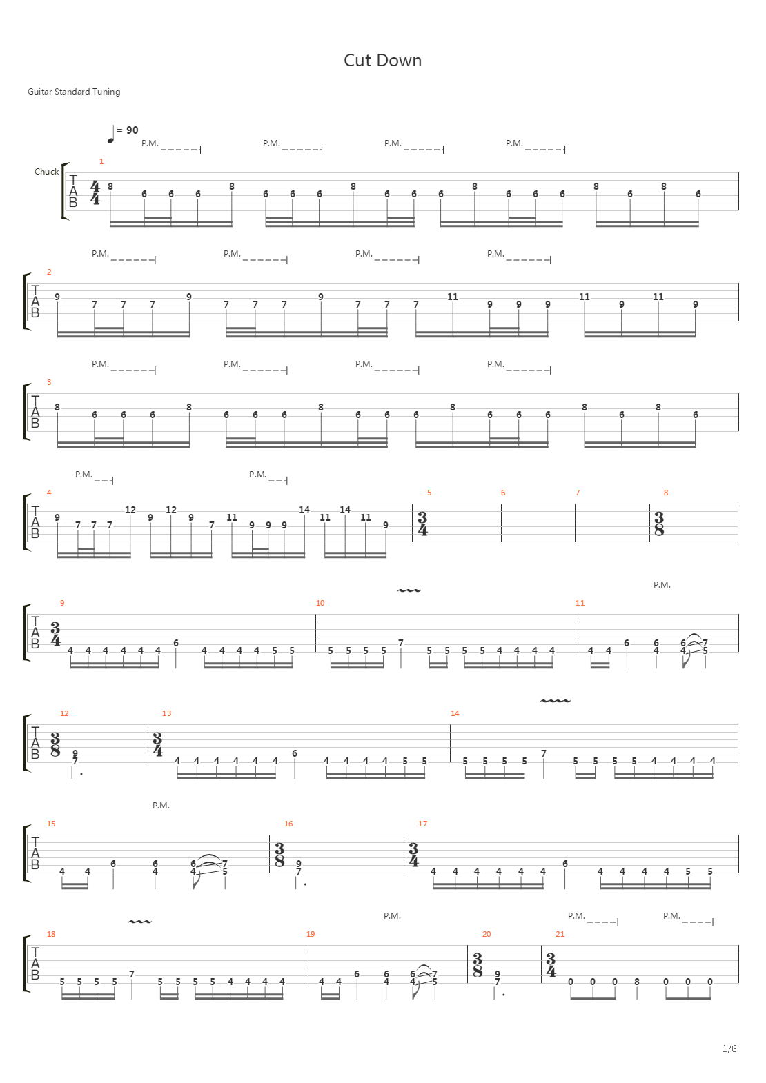 Cut Down吉他谱