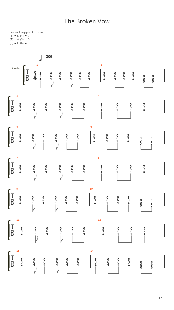 Broken Vow吉他谱
