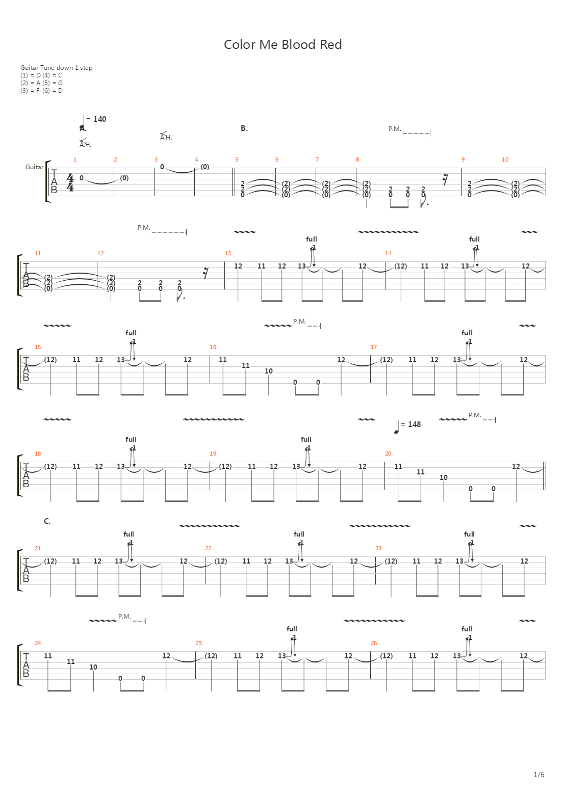 Color Me Blood Red吉他谱
