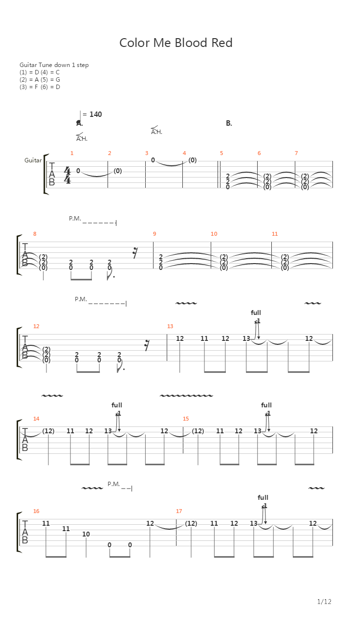 Color Me Blood Red吉他谱
