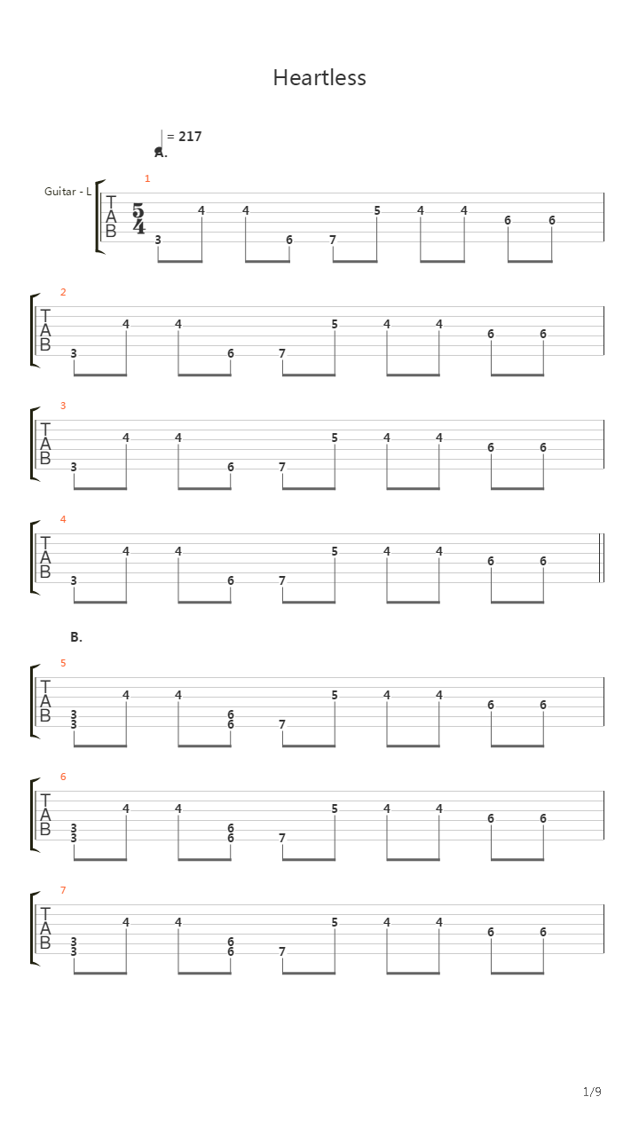 Heartless吉他谱