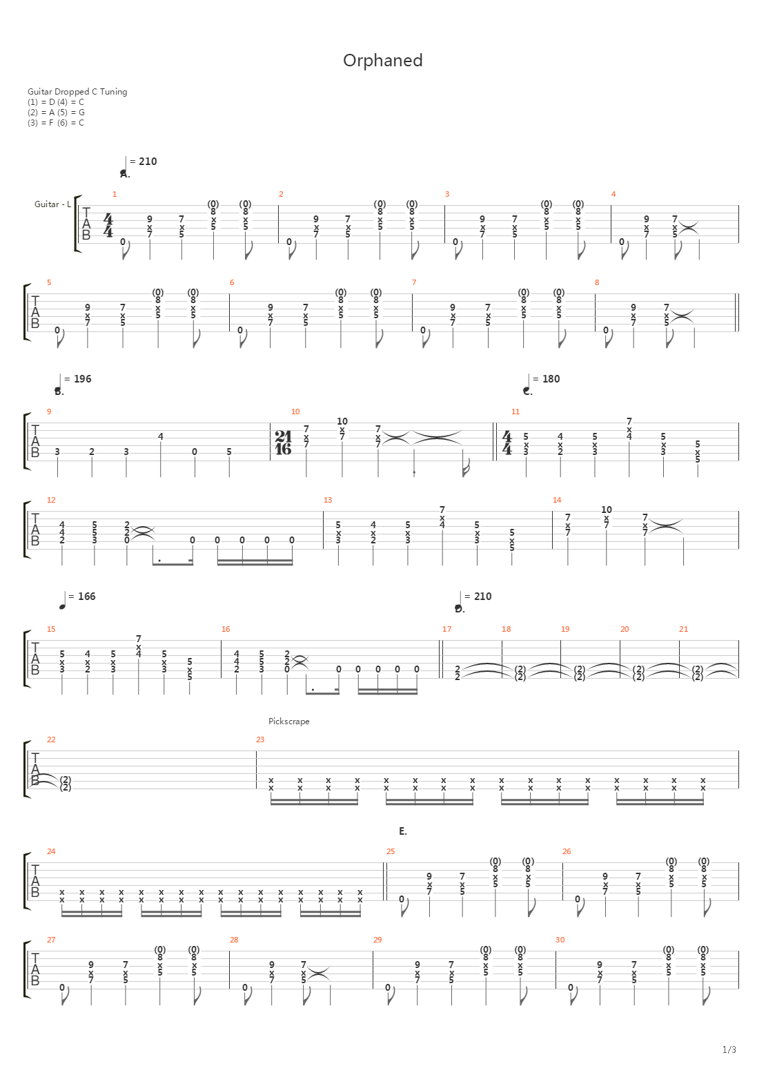 Orphaned吉他谱
