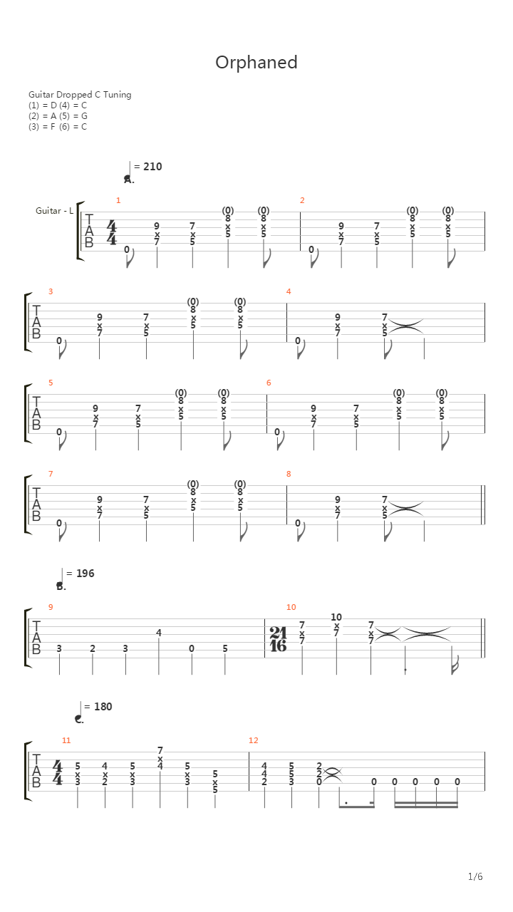 Orphaned吉他谱