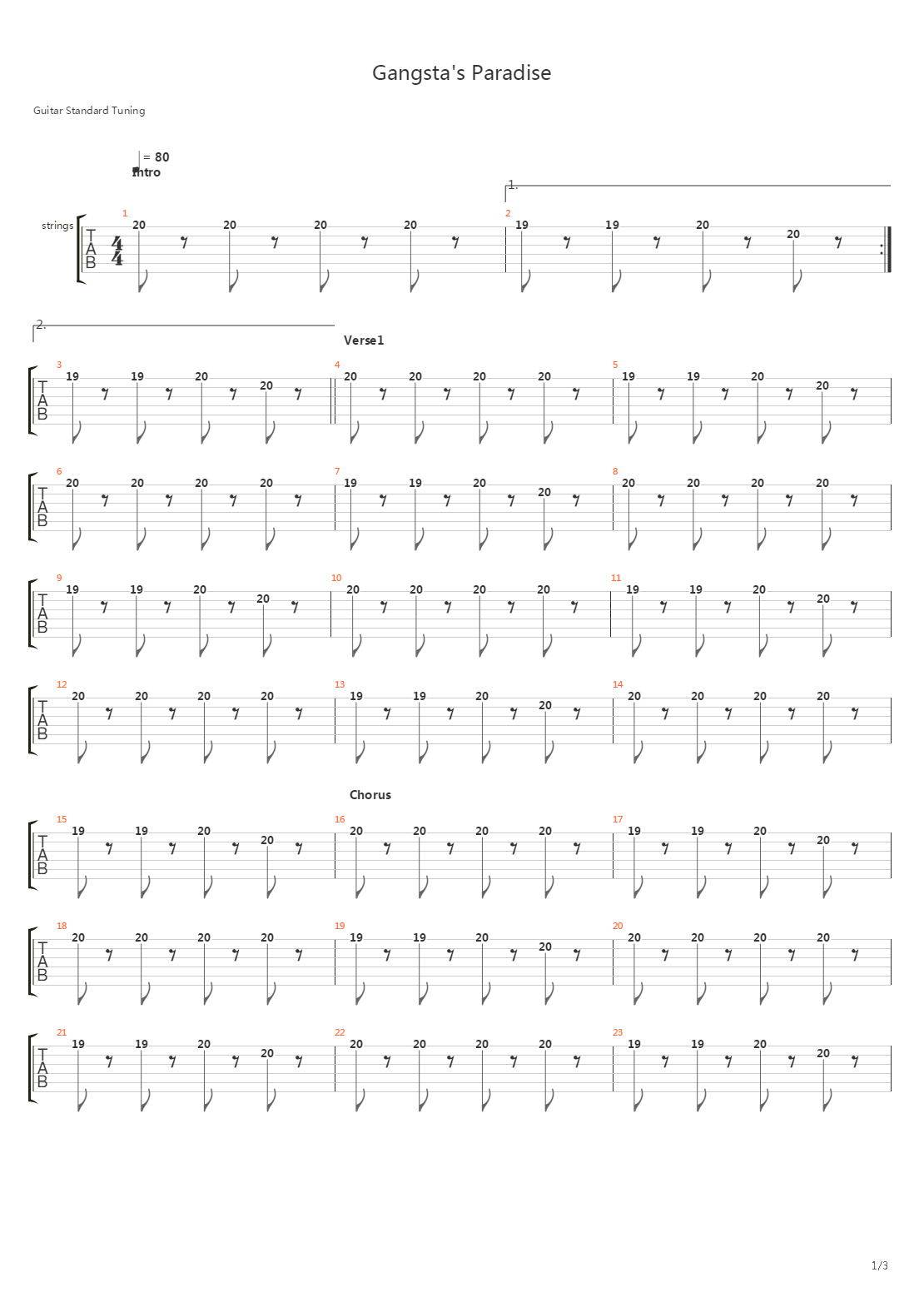 Gangstas Paradise吉他谱
