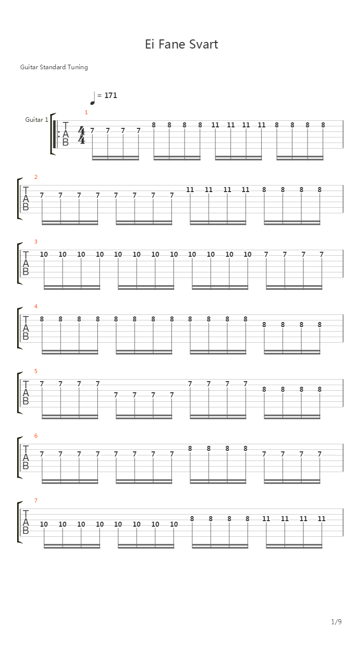 Ei Fane Svart吉他谱