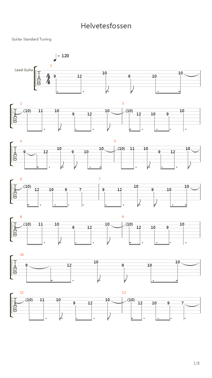 Helvetesfossen吉他谱