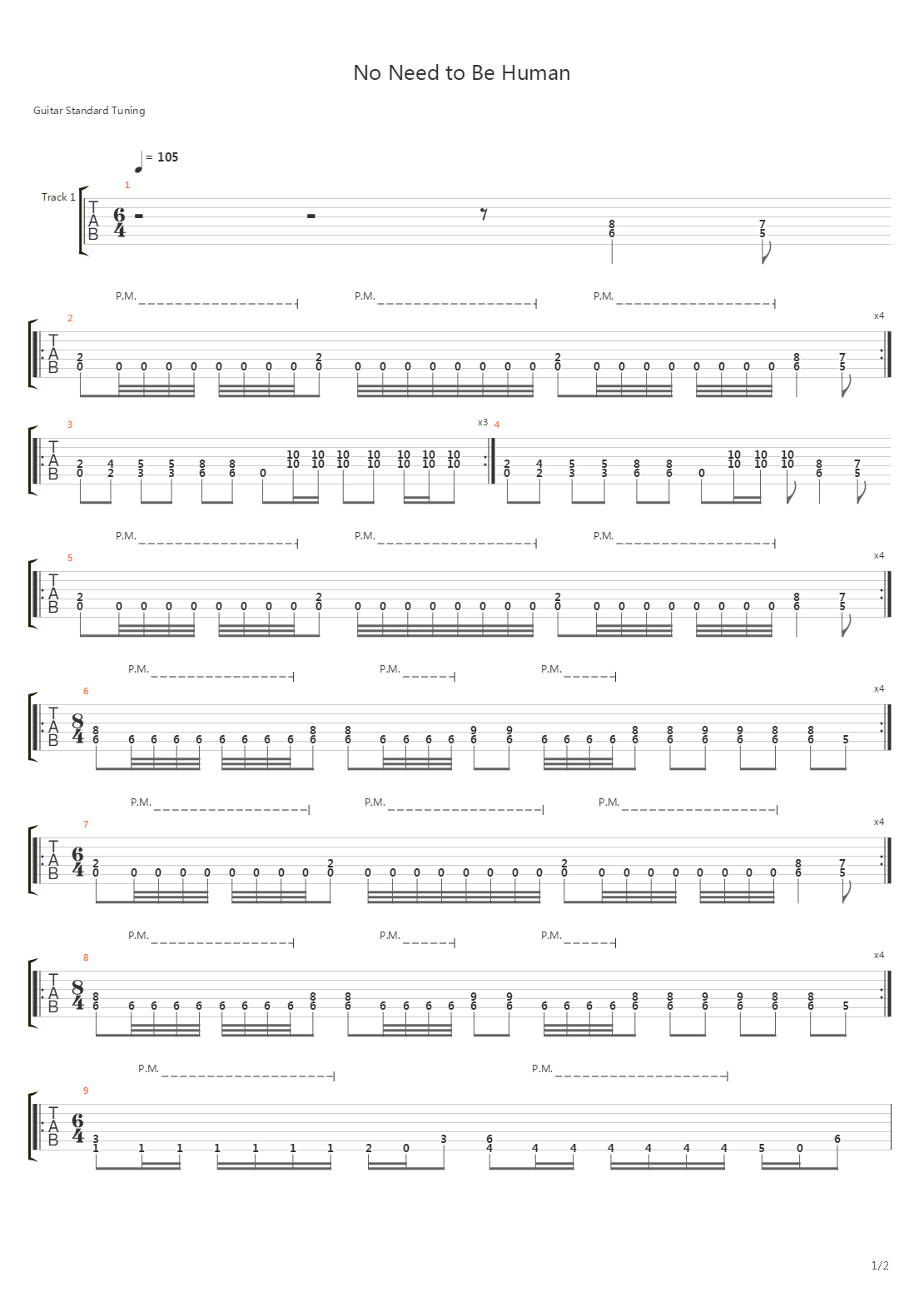 No Need To Be Human吉他谱