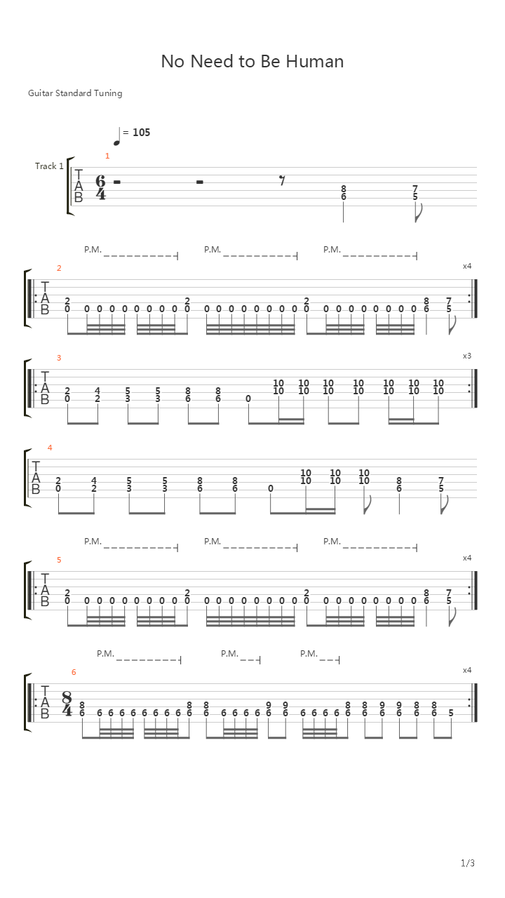 No Need To Be Human吉他谱
