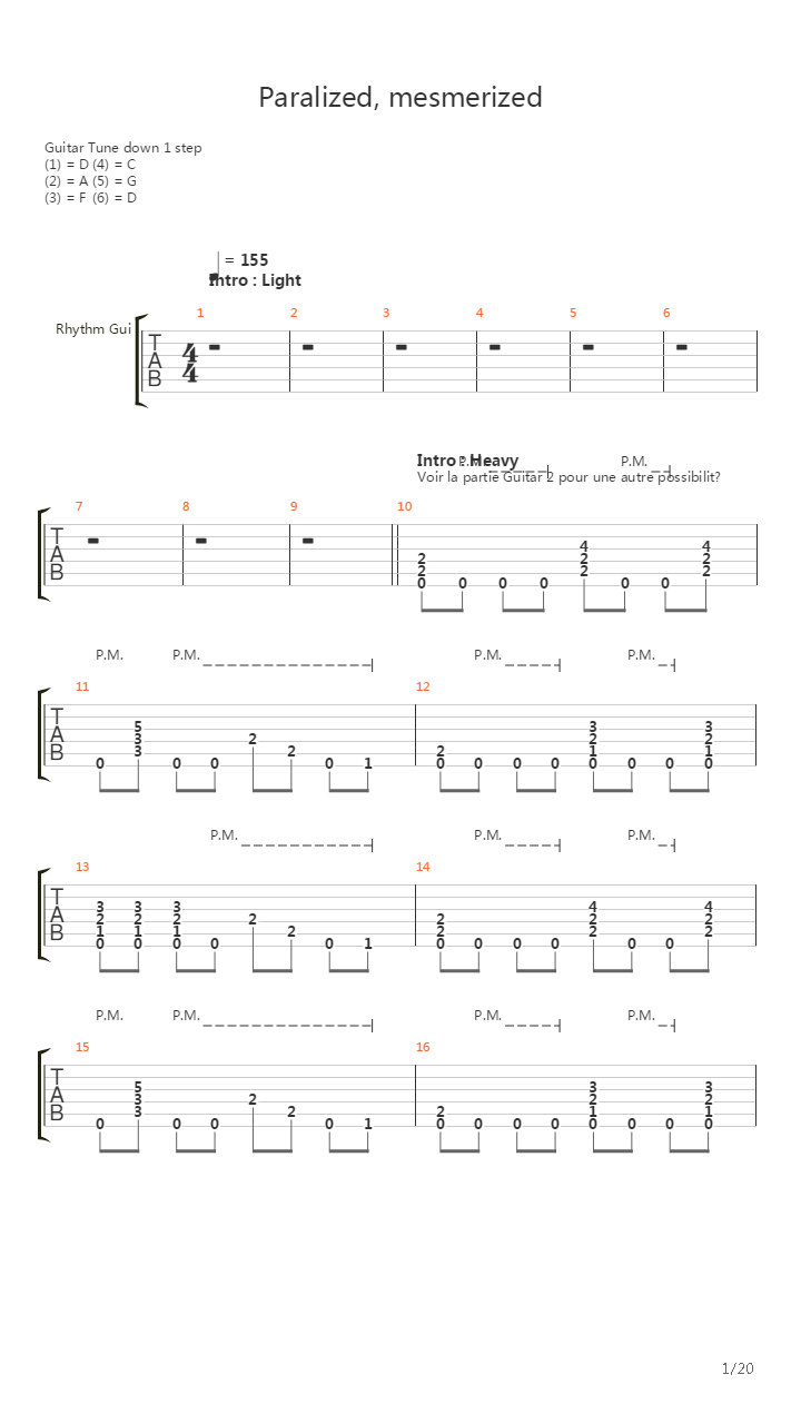 Paralyzed Mesmerized吉他谱