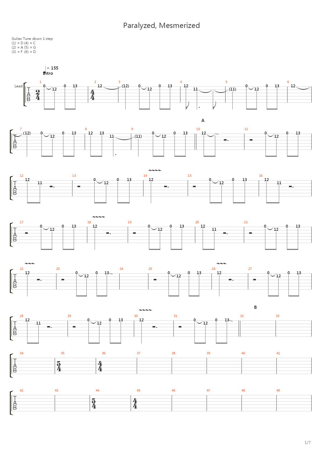 Paralyzed Mesmerized吉他谱
