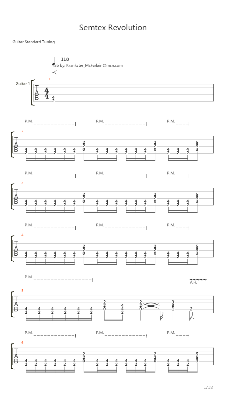 Semtex Revolution吉他谱