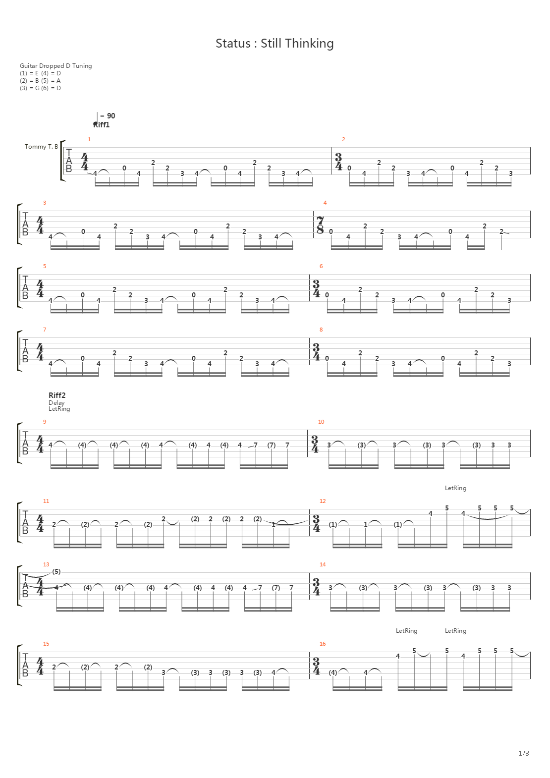 Status Still Thinking吉他谱