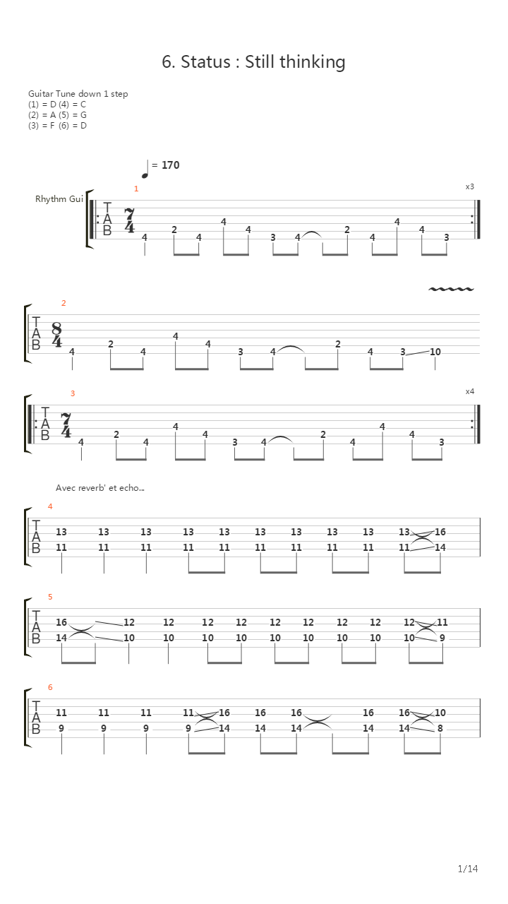 Status Still Thinking吉他谱