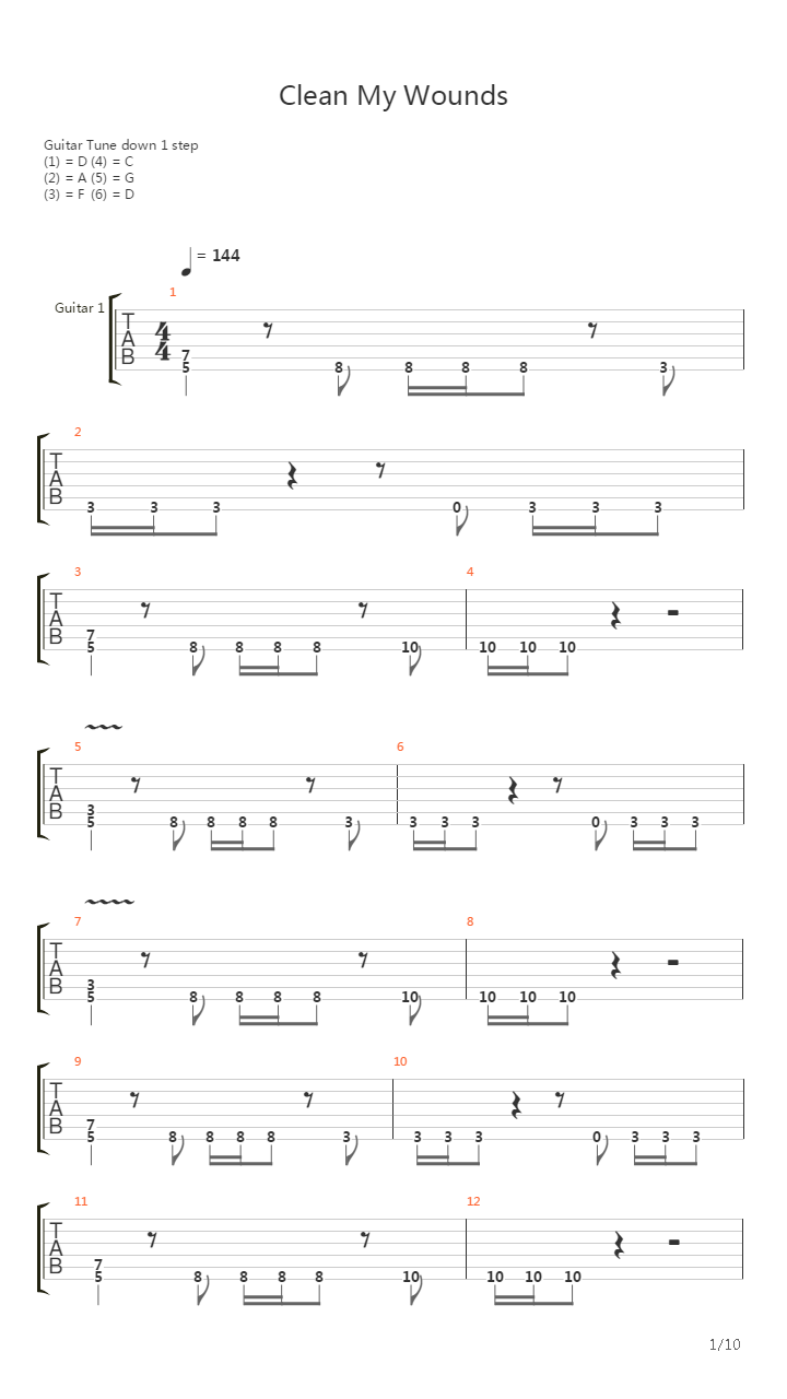 Clean My Wounds吉他谱