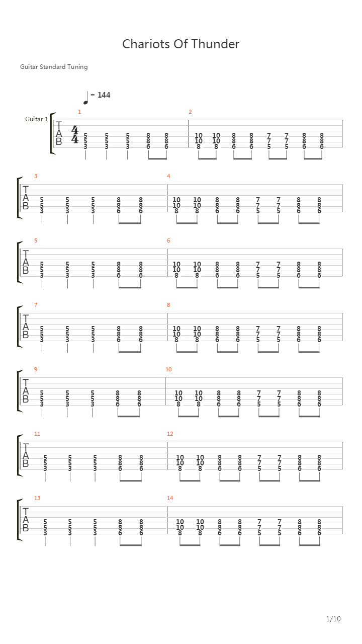 Chariots Of Thunder吉他谱