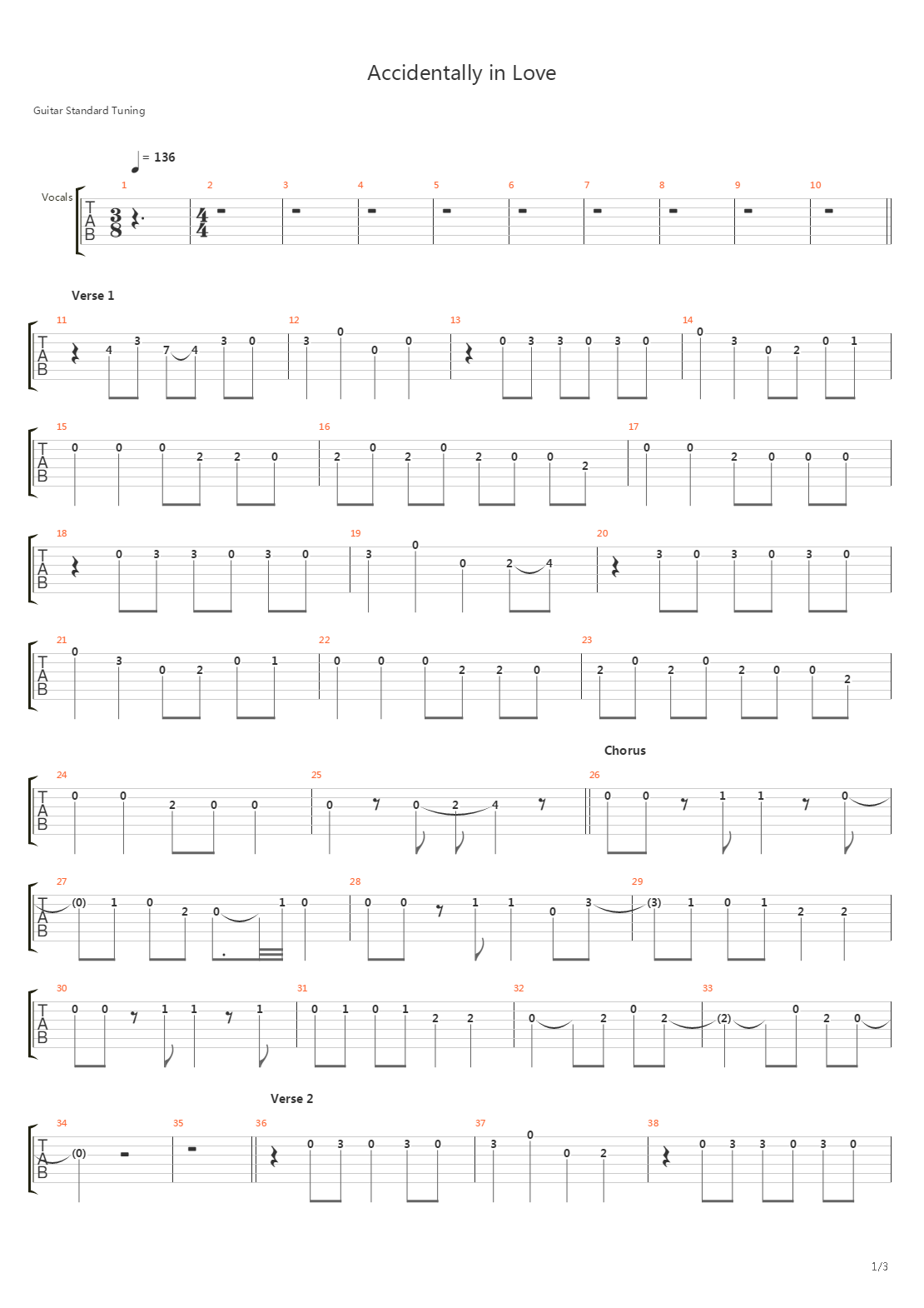 Accidentally In Love吉他谱