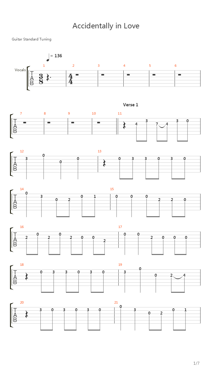 Accidentally In Love吉他谱