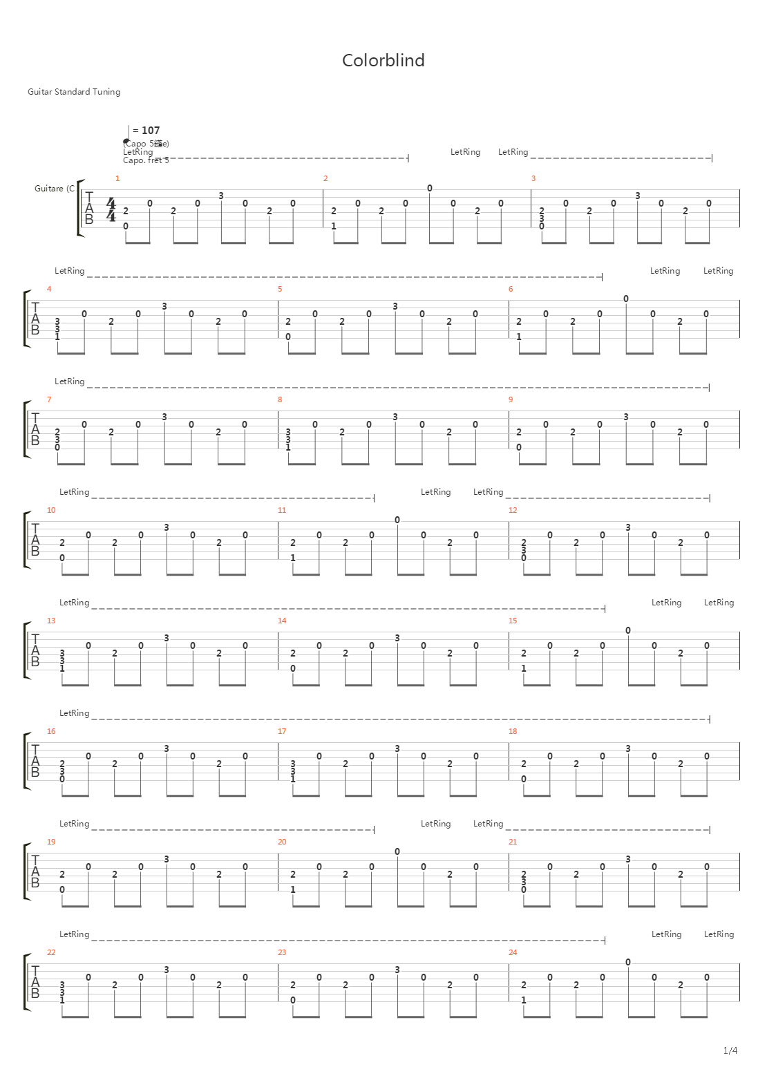 Colorblind吉他谱