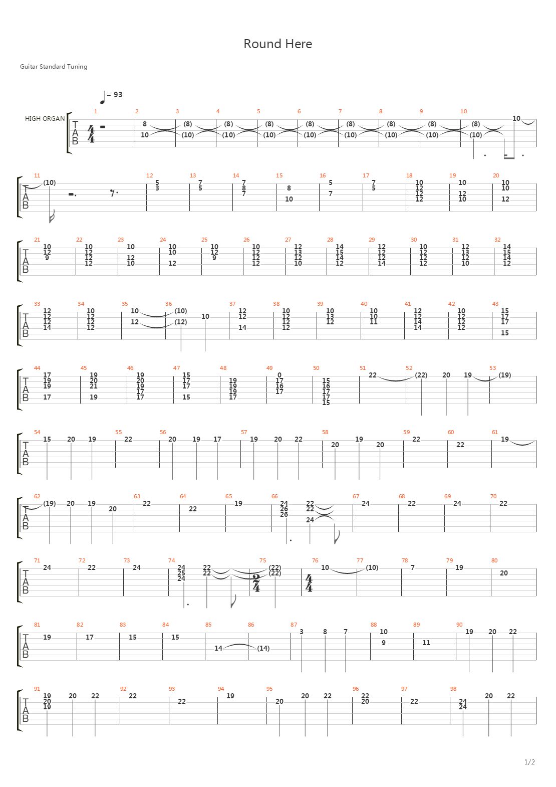 Round Here吉他谱