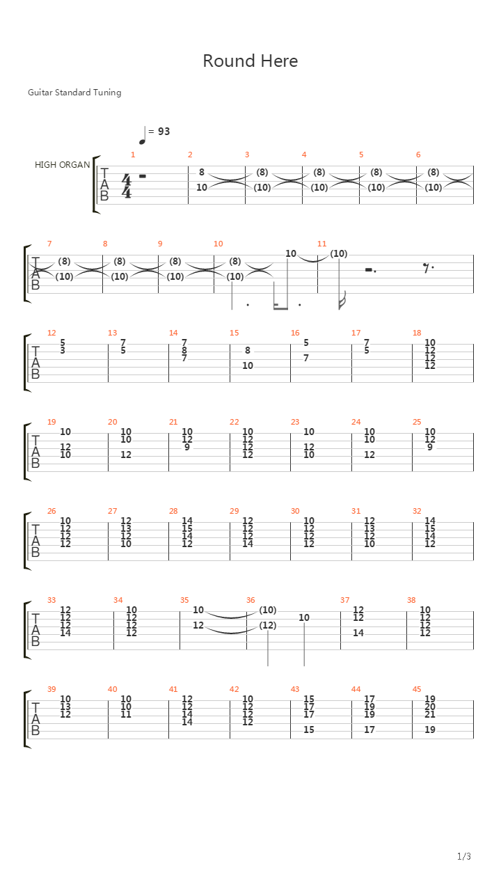 Round Here吉他谱