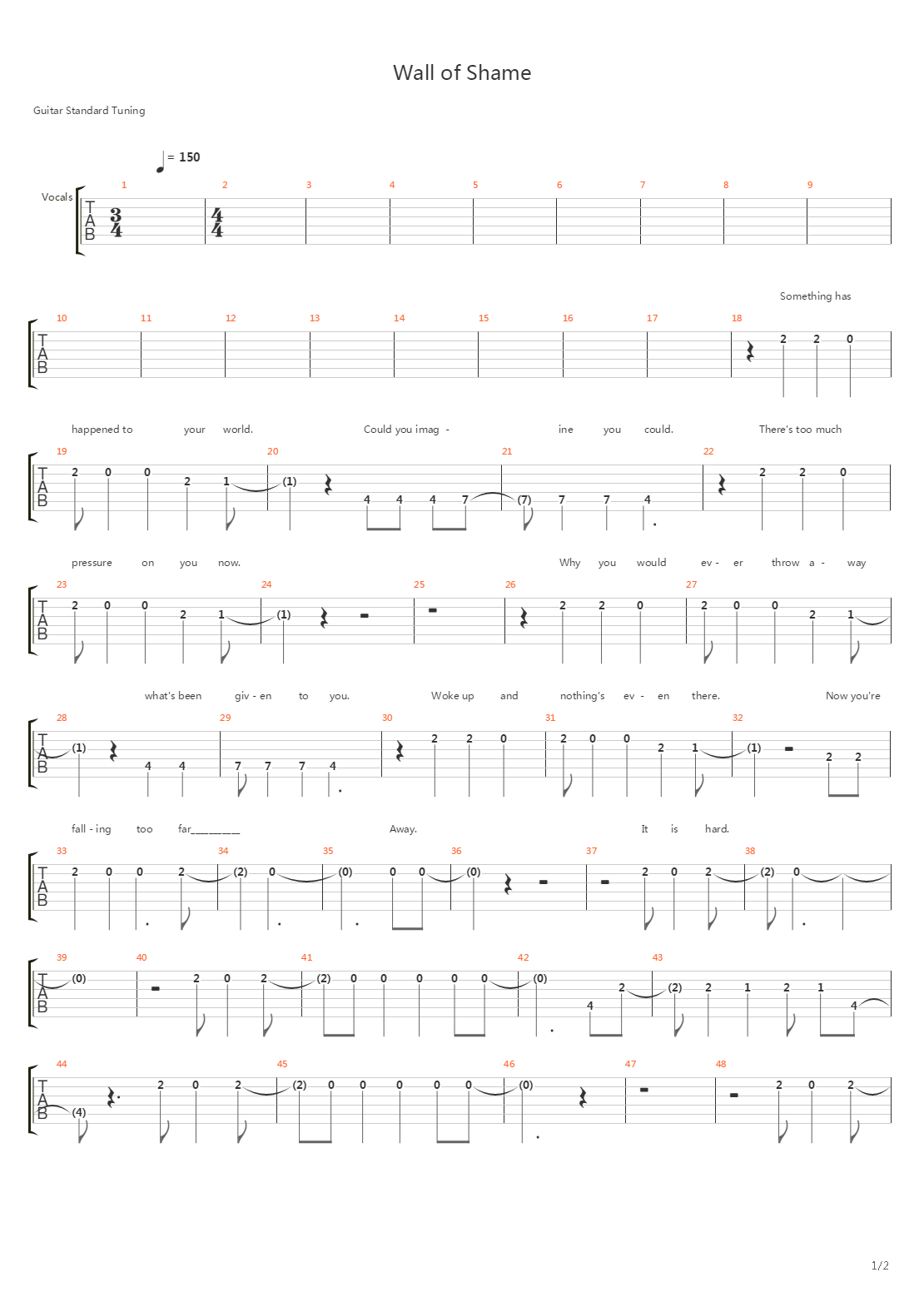 Wall Of Shame吉他谱