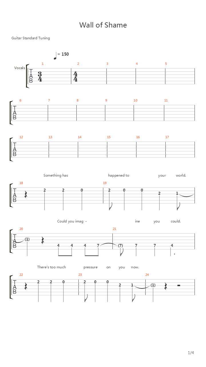 Wall Of Shame吉他谱
